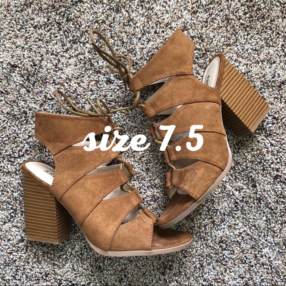 Lace up Faux Suede Sandals w Heel Size 7.5